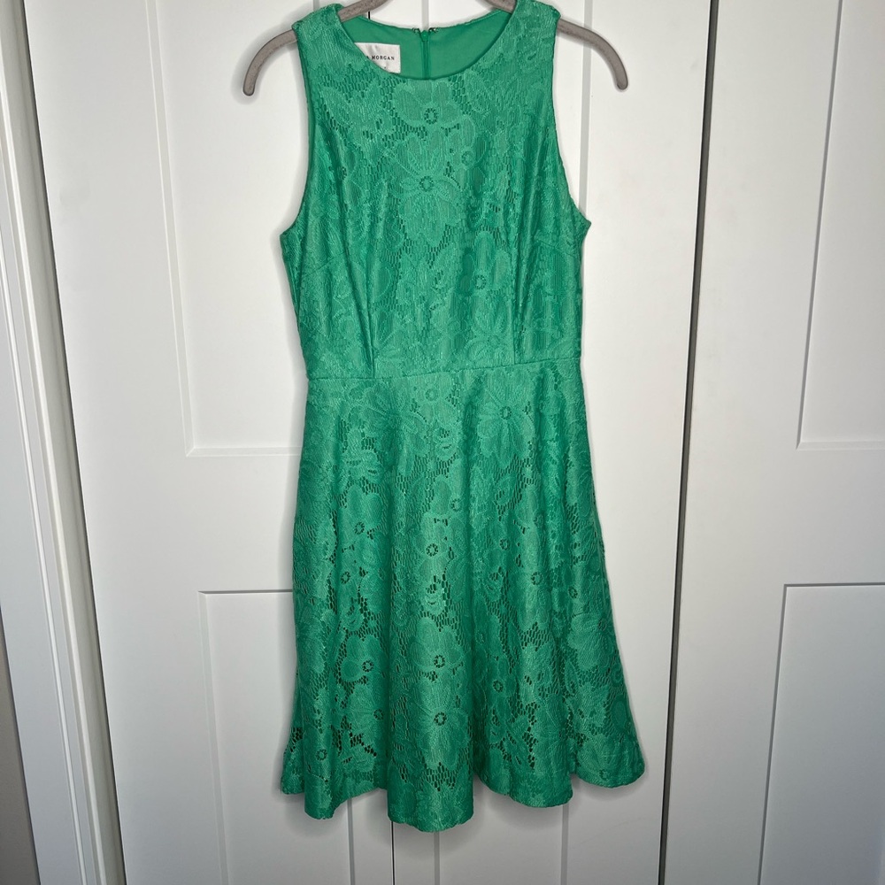 Donna Morgan Green Lace Embroidered Sleeveless Dress Women’s Size 4